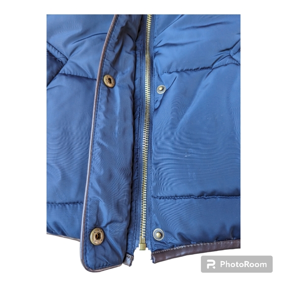 Puffy Vest with Fur Collar in Navy Blue Size L - Picture 6 of 7